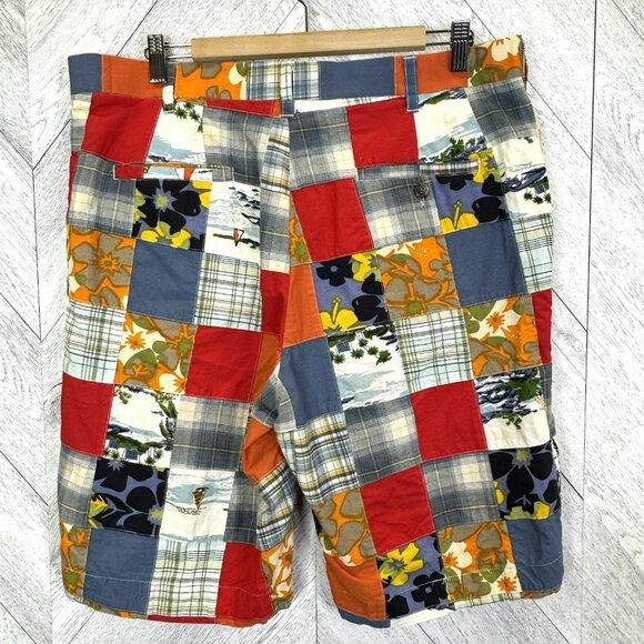 Loudmouth Golf Shorts Mens Size 38 Madras Plaid Hawaiian Aloha 10.5" Inseam - Picture 2 of 3